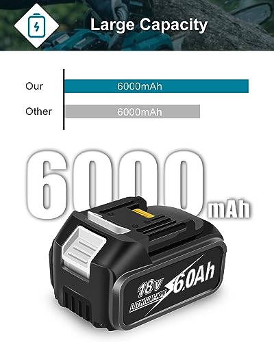 Amityke Battery For Makita 18V Battery 6.0Ah, 4Pack Replacement Batteries Compatible With Makita 18 Volts Battery Bl1860 Bl1820 1830B 1840B 1850B, Fit With Original Makita 18V Battery Chargers #TOP1