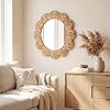 Espejo de pared boho Sintuff, tejido a mano en jacinto de agua, 24 pulgadas, marco redondo festoneado, decoración natural de ratán y mimbre para baño, recámara, entrada, estilo granja o costero 8