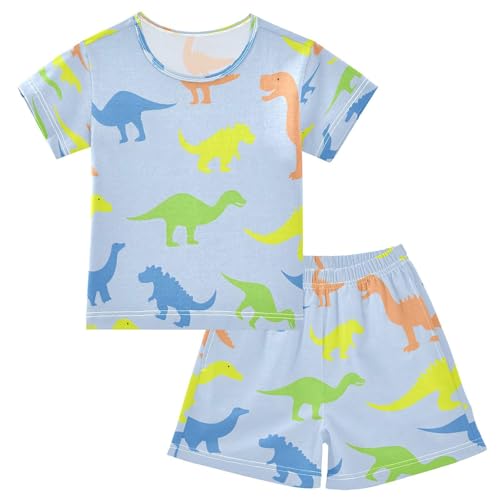 senya Short Sleeve Pajamas Sets Summer Cotton Sleepwear Colorful Dino