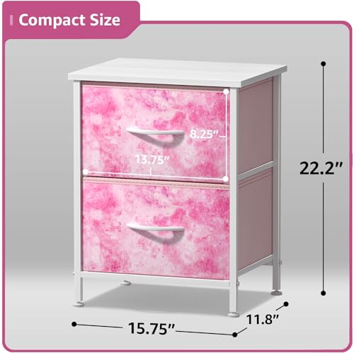 Sorbus 2-Drawer Kids Nightstand for Bedroom (Tie-Dye Pink) - image 4