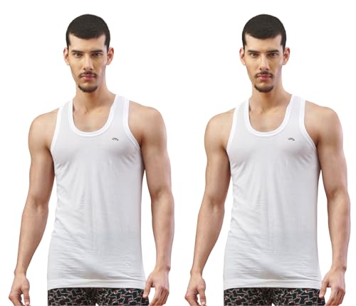 Image of Lux Nitro Round Neck Sleeveless Vest for Men | 100% Combed Cotton Undershirt | White Vest for Superior Comfort & Sweat Absorption Pack of 2