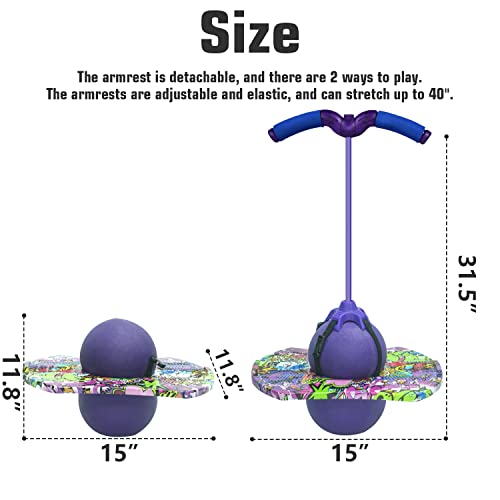 Monleelnom Pogo Ball With Handles The Handles Are Adjustable Equipped With An Air Pump Suitable For Children And Adults Used To Exercise Balance Ability Maximum Load-Bearing 200Lb（Purple） #TOP4