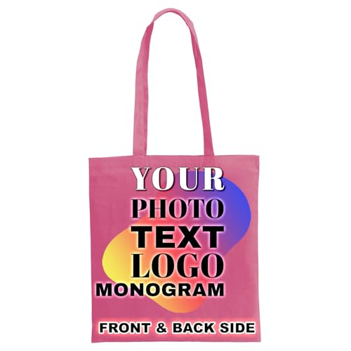 lepni.me Sac Fourre-tout en Toile Personnalisé | Tote Bag Coton Personnalisable avec Votre Propre Photo Nom ou Texte | Sacs à Main Femme Homme (M Rose Multicolore)