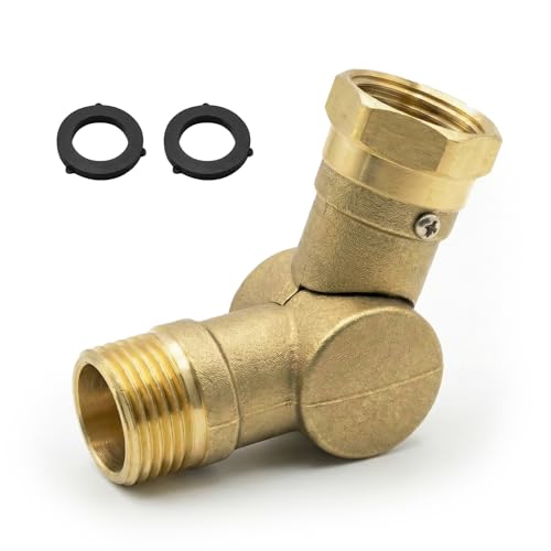 Adjustable 180 & 360 Hose Swivel Connector Adjustable Brass Garden Hose Elbow Connector for RV/Campers Outdoor Yard Garden Irrigation Fits Standard 3/4 Water Pipes