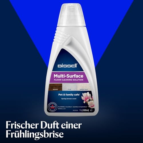BISSELL Mehrflächen-Bodenreinigungslösung, für BISSELL CrossWave & SpinWave, 3er-Pack, 1 l, tägliche Reinigung versiegelter Hartböden und Teppichläufer, 2885