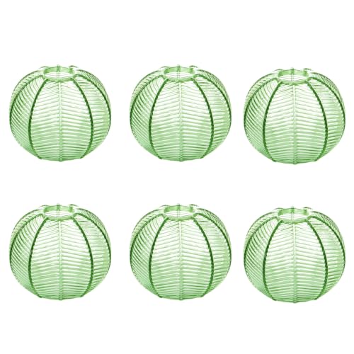 Qufute 6 Pcs Emerald Green Glass Lampshade Replacement Ripple Globe Shades