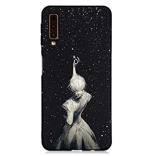 Everainy Coque Compatible pour Samsung Galaxy A7 2018 Silicone Housse Étui Drôle Motif Souple Bumper Ultra Mince Fine Etui Caoutchouc Antichoc Case (Fille)