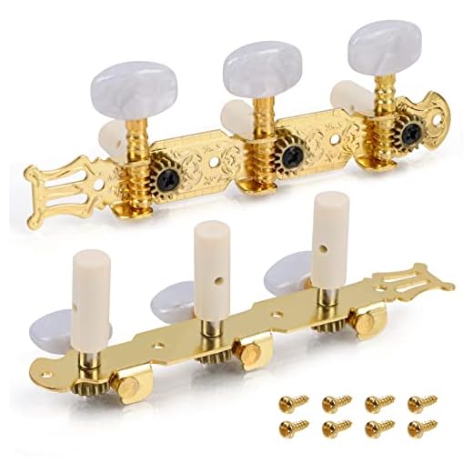 2 Piezas Clavijas de Afinación Guitarra Clásica, Clavijas Mecánicas Guitarra, Chapado en Oro Afinadores de Guitarra, Clavijas de Afinación, Llaves, Cabezales de Máquina