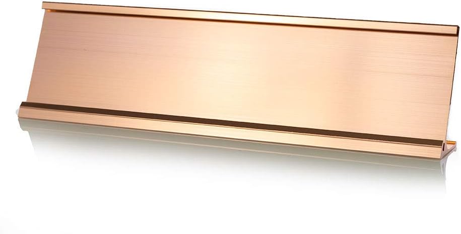 2" x 10" Aluminum Office Desk Nameplate Sign Holder (Rose Gold) 10 Pack