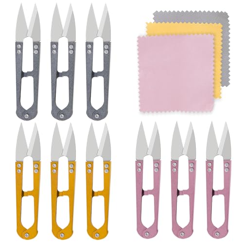 Rimoev 9 Pcs Thread Cutter, 4.26 inch Sewing Scissors Thread Snips, High-Carbon Steel Small Snips Trimming Nipper Great for Stitch, Mini DIY Supplies, Yarn Scissors, Knitting