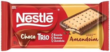 Embalagem do chocolate Nestlé Choco Trio sabor amendoim de 90g