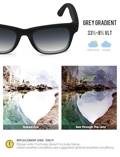 Image of BLAZERBUCK Photochromic Replacement Lenses Compatible with Ray-Ban Meta Wayfarer RW4008 | RW4012 (Gen 2) 53mm Smart Glasses