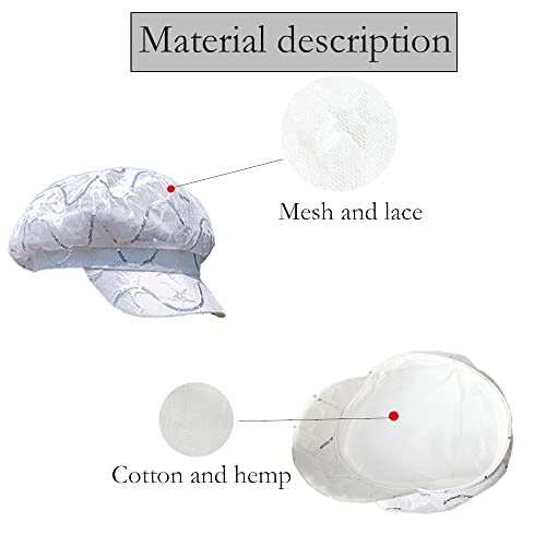 Hunterbee Women Summer Sparkly Sequin Newsboy Visor Beret Hats Mesh Sparkle Glitter Paperboy Cabbie Cap White #TOP2