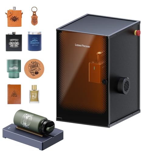LaserPecker LP2 Laser Graviermaschine mit Sicherheitsabdeckung und Rotationswalze Entspricht den Standards der Laserstufe 1 Laser Gravierer Laser Cutter 450 nm Halbleiter-Blaulicht