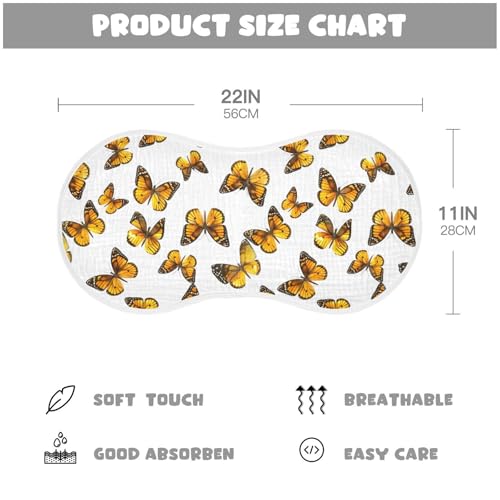 Butterflies Baby Burp Cloths for Boys and Girls, Soft Muslin Spit Up Towels, 22"x11" Newborn Essentials for Feeding and Drooling, 2 Pack4