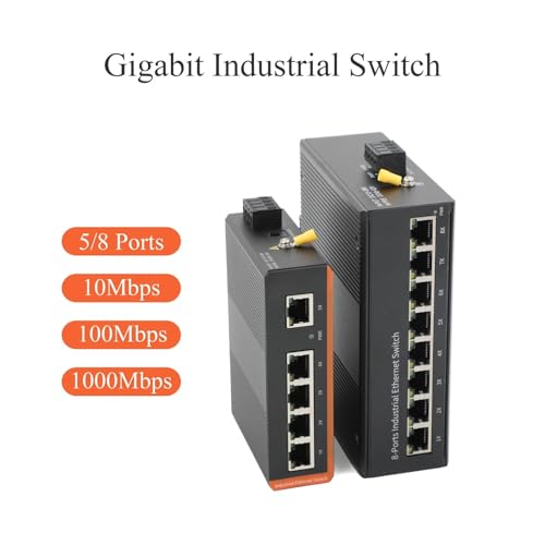 Commutateur industriel 5 ports 100/1000 Mbps rail DIN Ethernet