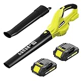 Leaf Blower, SEYVUM 20V 5.0 Ah Battery Cordless Leaf Blower, 2 Speed Electric Leaf Cleaner for Lawn Care, 320CFM 150MPH Blower for Patio, Garden, Cars & Depot, Fast Charger Included