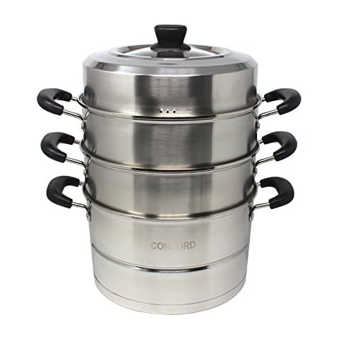 CONCORD 3 Tier Premium Stainless Steel Steamer Set (32 CM) Cover