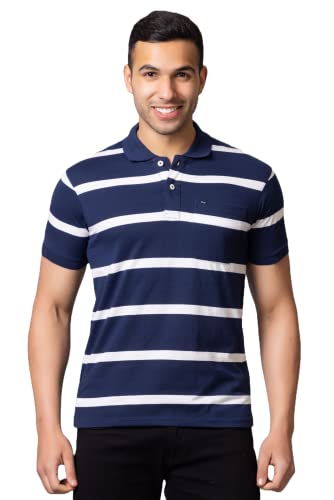 Image of PRORIDERS Half Sleeve Cotton Blend Fabric Collared Regular Fit Men's Polo Striper Tshirt with Pocket for Casual wear