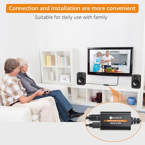 Neoteck Optical to RCA Cable DAC Converter with Built-in Audio Amplifier Chipset 192kHz SPDIF to RCA Digital to Analog Converter for HDTV Blue-ray PS4 etc.-Female Output