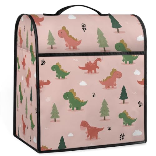 Mexpekil Funda para batidora de pie con diseño de dinosaurios de dibujos animados de 5 a 8 cuartos de galón, con asa superior y bolsillos, accesorios universales para decoración de electrodomésticos