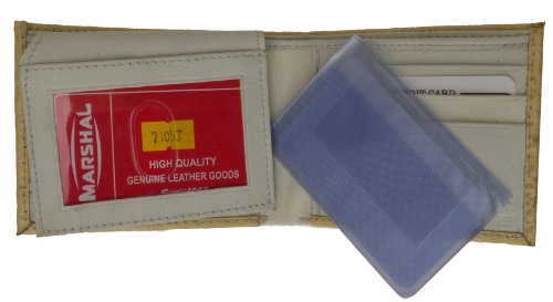 Crocodile Skin Design Genuine Leather Bi-fold Men's Wallet with Picture Inserts3