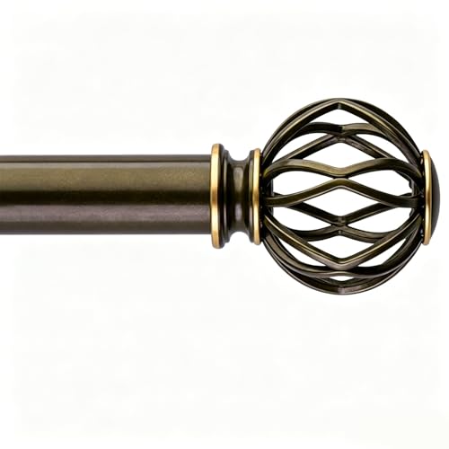 Curtain Rods for Windows 18 to 45 inch, 1 Inch Adjustable Curtain Rod, Heavy Duty Window Curtains Rod for Bedroom Living Room, Modern Decorative Drapery Rods Orb Finials 18"-45" Coffee Gold