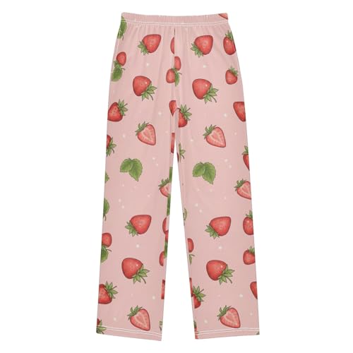 Size 6-8 Boys Pants Cute Strawberry Pink Boys Comfy Pants, Pants for Boys with Pockets