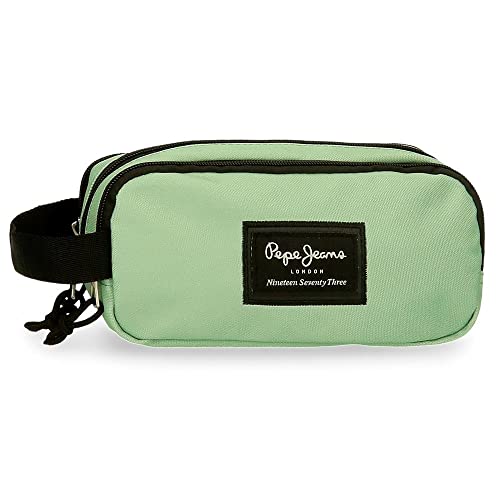 Pepe Jeans Aris Triple Pencil Case, Green, Triple Case, 22 cm x 10 cm x 9 cm