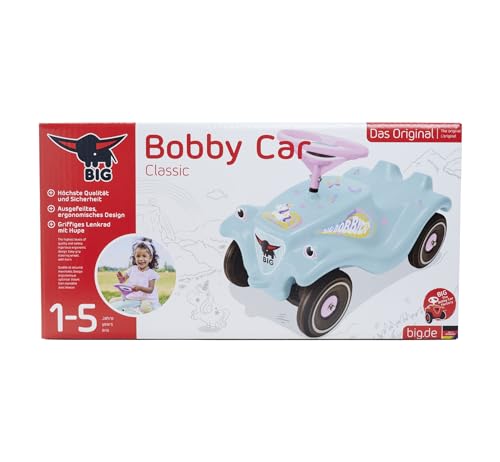 BIG-Bobby-Car-Classic Einhorn - Kinderfahrzeug mit Aufklebern im Einhorn Design, für Jungen und Mädchen, belastbar bis zu 50 kg, Rutschfahrzeug für Kinder ab 1 Jahr, Hellblau – Bild 8