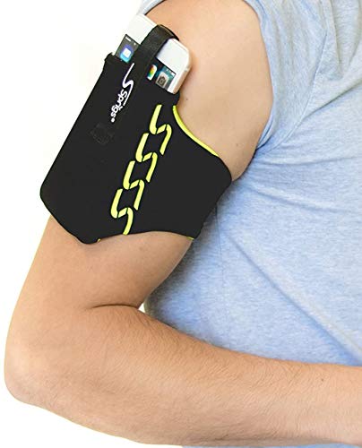 Sprigs Armband For Iphone 11/X/Xr/8/7 Plus, Galaxy S10/S9, Google Pixel 4. Lightweight & Comfortable Running Armband, Stretches To Fit All Phones With Case - Black/Hiviz, Large #TOP7