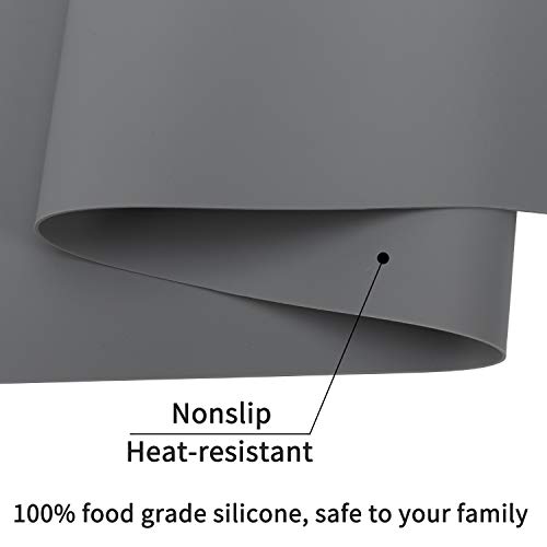 Extra Large Silicone Table Mat, Genuine Food-Grade Silicone Mat For Crafts Kids Dinner Placemat Desk Countertop Waterproof Protector Heat Insulation Kitchen Pastry Rolling Dough Pad (Dark Gray) #TOP1