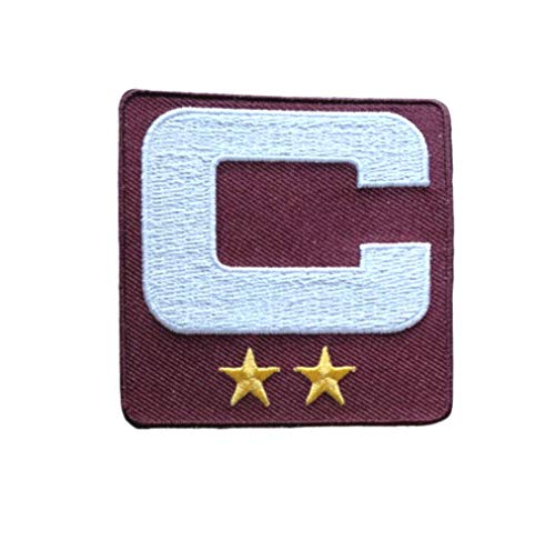 2026 Edition - Maroon Captain C Patch (2 Gold Stars) Iron On for Football Jersey