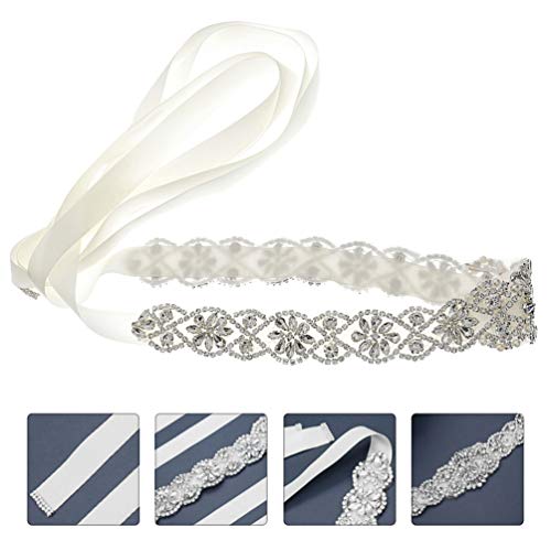 Cinto feminino com strass Amosfun com cinto de pérolas de cristal, faixa para vestido de noiva para