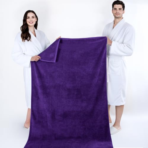 Image of Cotton Paradise 100% Cotton Turkish Towel Set, Soft Absorbent Quick Dry, 2 Piece 35x70 Bath Sheet Set, Violet Purple