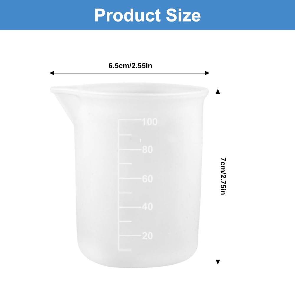 Silikonowe kubki z miarką, 100 ml, 9 sztuk | Żywica epoksydowa, Ze skalą Clear, DIY i majsterkowanie, Laboratorium i kuchnia