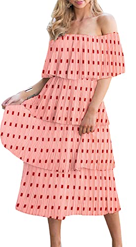 Image of ETCYY Women's Off The Shoulder Ruffles Summer Wedding Guest Loose Casual Chiffon Long Party Beach Maxi Dress