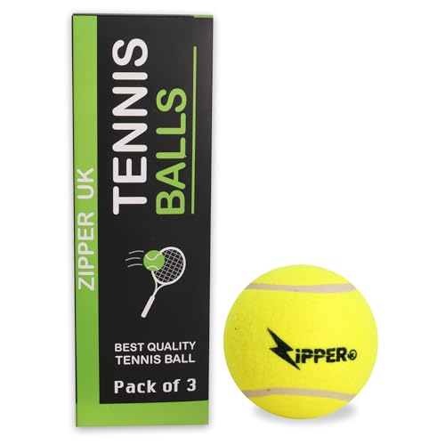 ZIPPER UK High Visibility Tennis Balls, Durable All Court Tennis Training Balls for Practice and Match Play, Pack of 3 or 12 (Pack of 3)