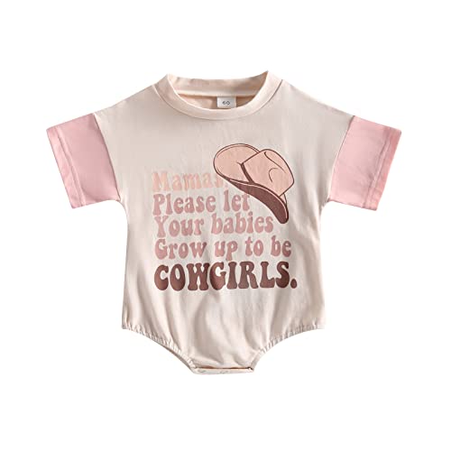 Image of Kayotuas Western Baby Boy Girl Clothes Cow Print Bubble Romper Oversized Short Sleeve Tshirt Bodysuit Infant Summer Outfits