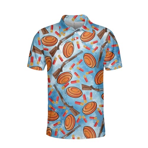 Clay Trap Shooting for Dad Gifts, Coach, Skeet Shooting Clothing Sporty Polo Shirt for Men and Women Size S-5XL