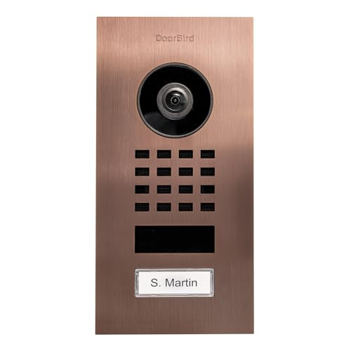 DoorBird D1101V Unterputz IP Video Türstation | Video-Türsprechanlage mit 1 Ruftaste, WLAN, Bluetooth, HD-Video, Bewegungssensor, in Bronze-Optik gebürstet