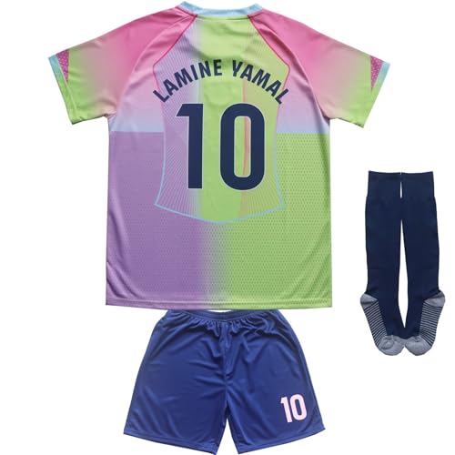 LeenBD #10 Y.Custom Special Kids Soccer Jersey Shirts Football Futbol Socks Set Youth Sizes(Green,28).