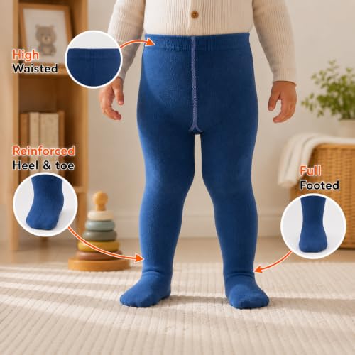Image of Supersox Cotton Tights for Babies | Combed Cotton, Breathable, Moisture Absorbent & Anti Odour | Soft, Stretchable Full-Length Baby Tights for All-Day Comfort | Pack of 1