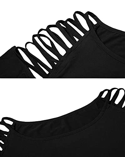 Cicy Bell Women's Long Sleeve Cold Shoulder Tops Plain Hollow Out Boat Neck Casual Blouses Shirts3