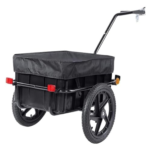 Remolque de carga para bicicleta 2 en 1, carrito convertible con caja extraíble y cubierta protectora, solución de transporte fácil para aventuras en ciclismo