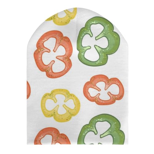 Watercolor Bell Pepper Pattern Kids Beanie Hat for for Girls Boys Children Cap Winter Knitted Chemo Cancer Headwear Accessories Gifts Decoration Black3