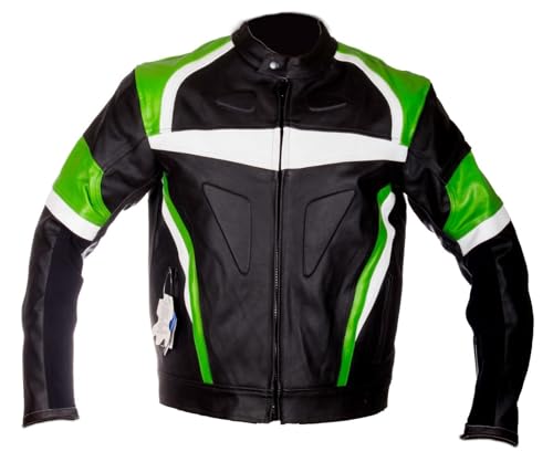 WinNet Giubbotto Giacca in Vera Pelle di Bovino per Moto Impermeabile Antipioggia Antiabrasione Giubbino Motociclista Uomo con Protezioni Omologate CE Estate Inverno (taglia M)