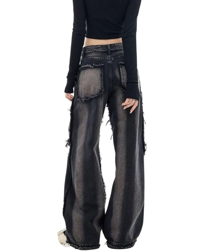 Y2k Baggy Jeans for Women Men Low Rise Straight Leg Denim Pants Vintage Grunge Goth Clothes2