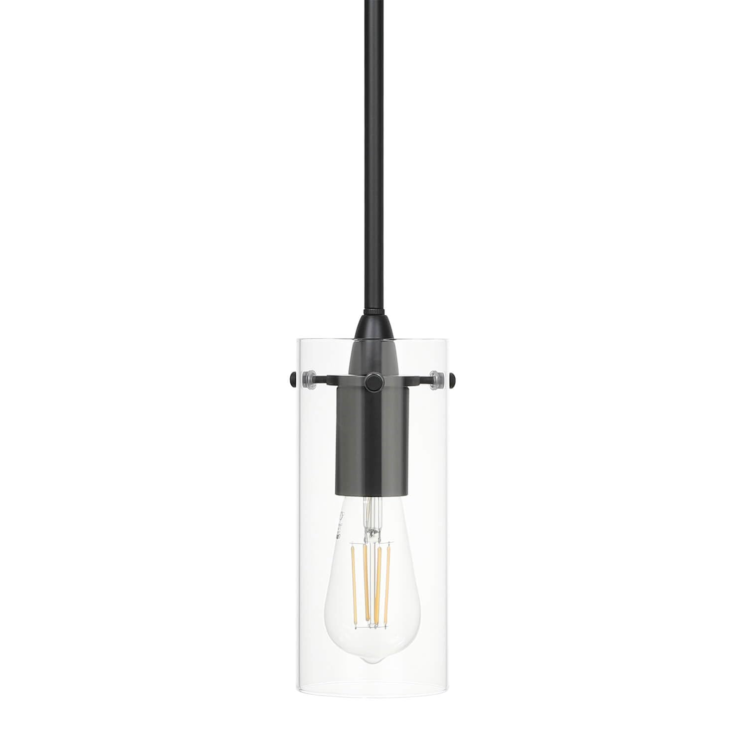 XiNBEi Black Pendant Lighting with Clear Glass Shade Modern Ceiling Light, Hanging Fitting Fixture for Dining Room Kitchen Island Hallway NL-P1301-MB