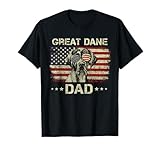 Great Dane Dad Dog Lovers American Flag 4th Of July T-Shirt
